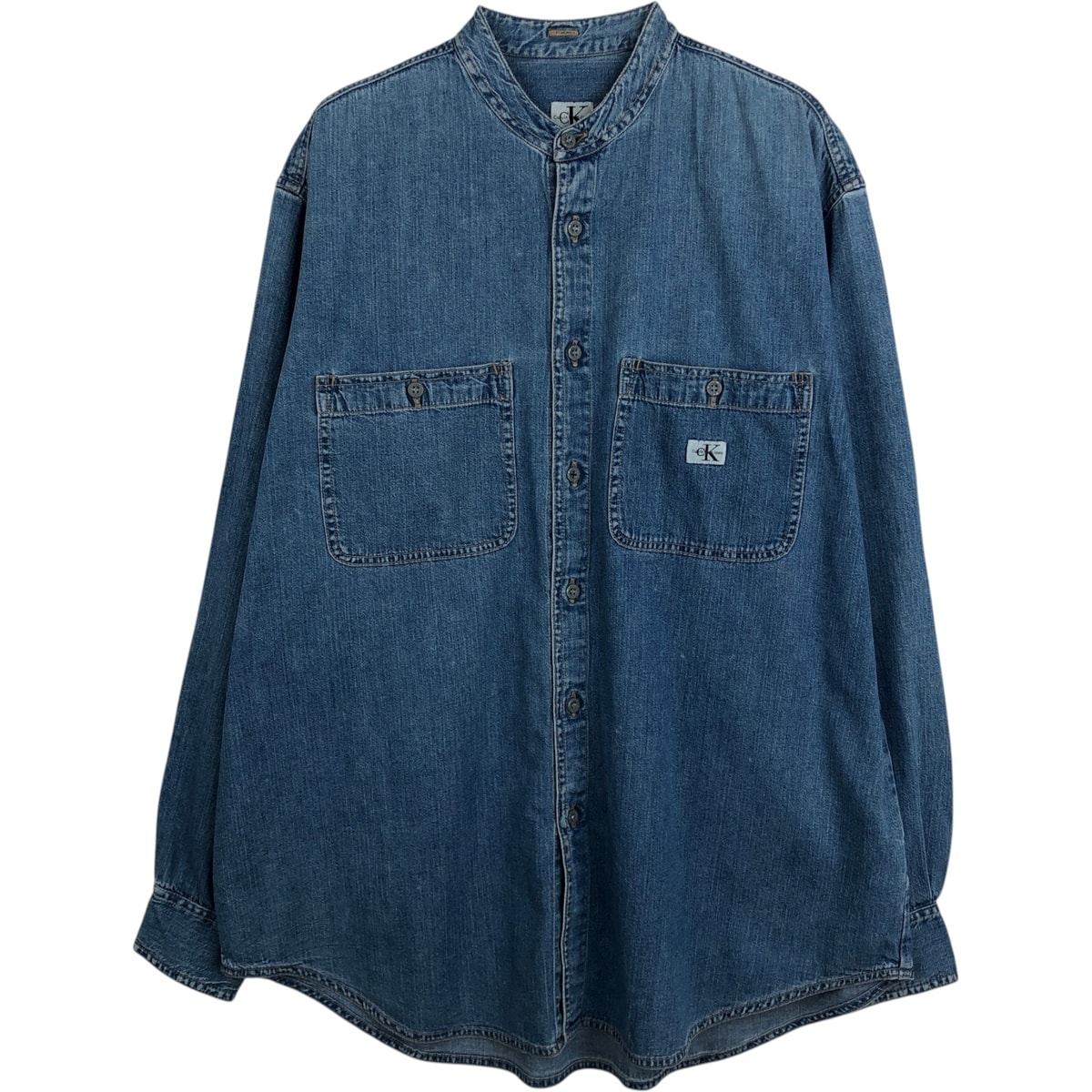古着 90年代 カルバンクライン Calvin klein JEANS デニム スタンドカラーシャツ カナダ製 メンズXL相当 ヴィンテージ/eaa663288
