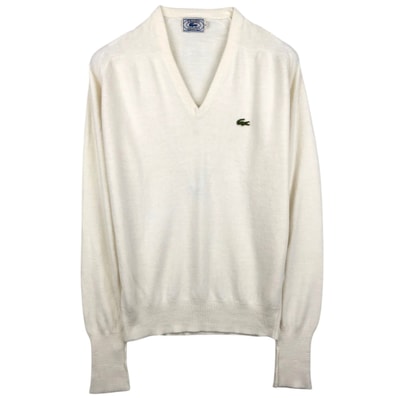 古着 70年代 ラコステ LACOSTE IZOD Vネック ニットセーター メンズL相当 ヴィンテージ/eaa654402