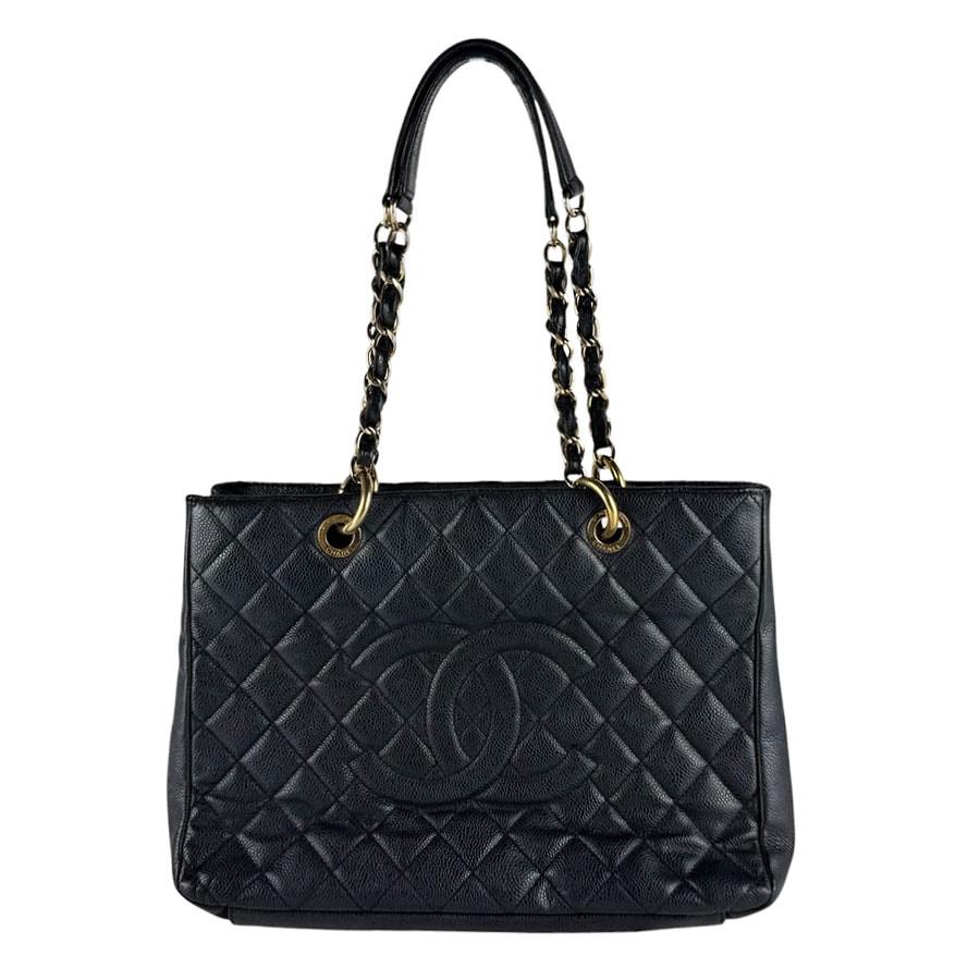シャネル CHANEL ハンドバッグ GST キャビアスキンレザー ブラック レディース【中古】 z10551