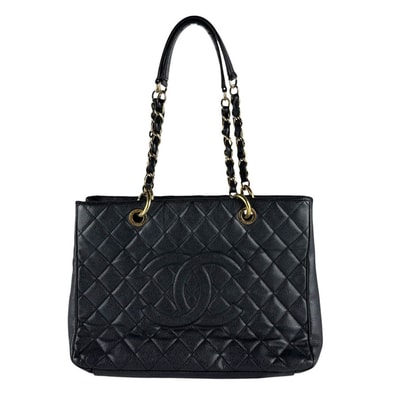 シャネル CHANEL ハンドバッグ GST キャビアスキンレザー ブラック レディース【中古】 z10551