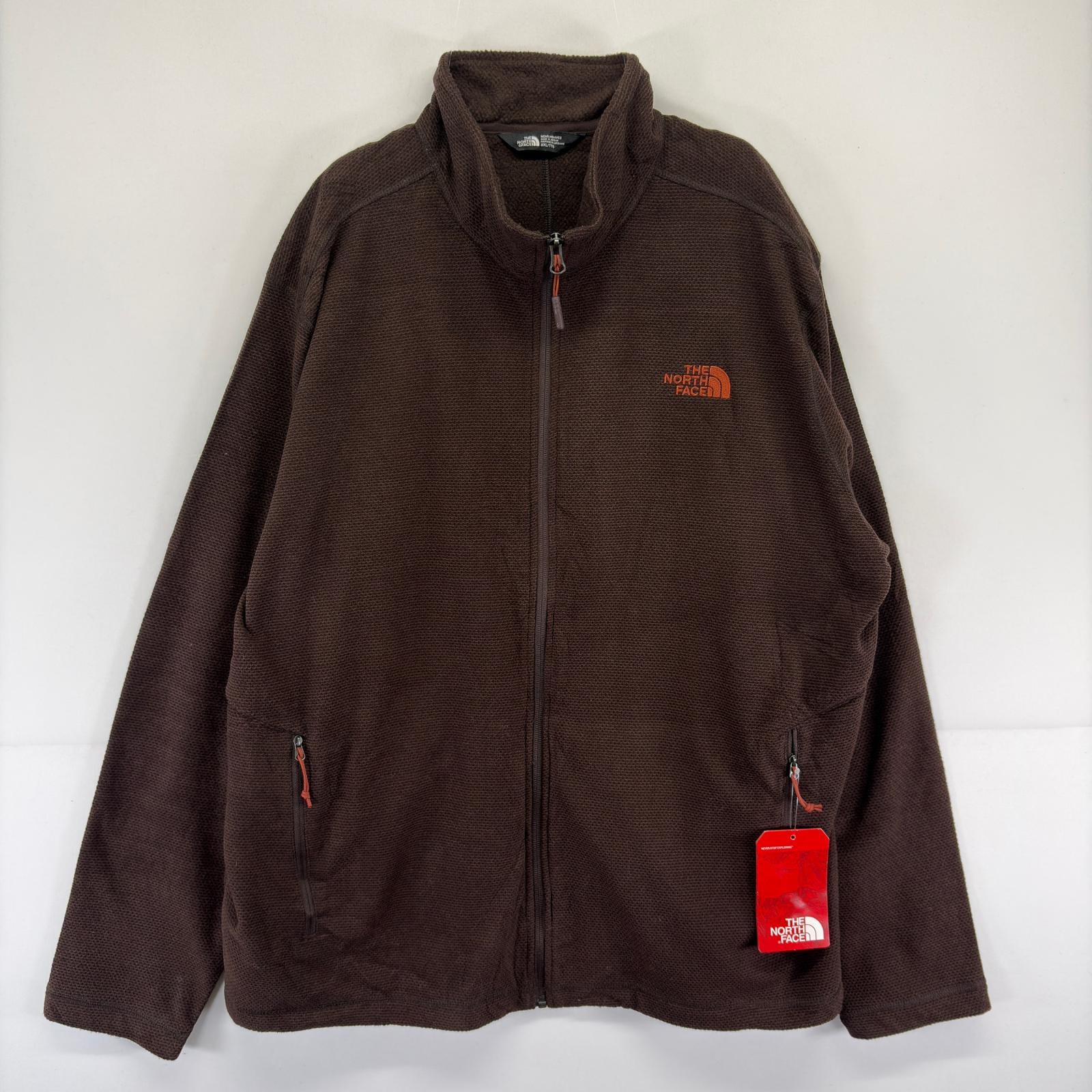 古着 デッドストック ザ・ノースフェイス THE NORTH FACE ジャケット 刺繍 大きいサイズ フルジップ ワンポイント 2XL  ブラウン メンズ