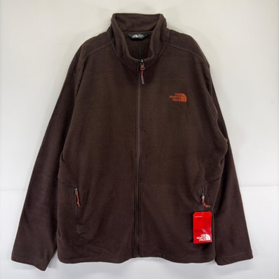 古着 デッドストック ザ・ノースフェイス THE NORTH FACE ジャケット 刺繍 大きいサイズ フルジップ ワンポイント 2XL ブラウン メンズ