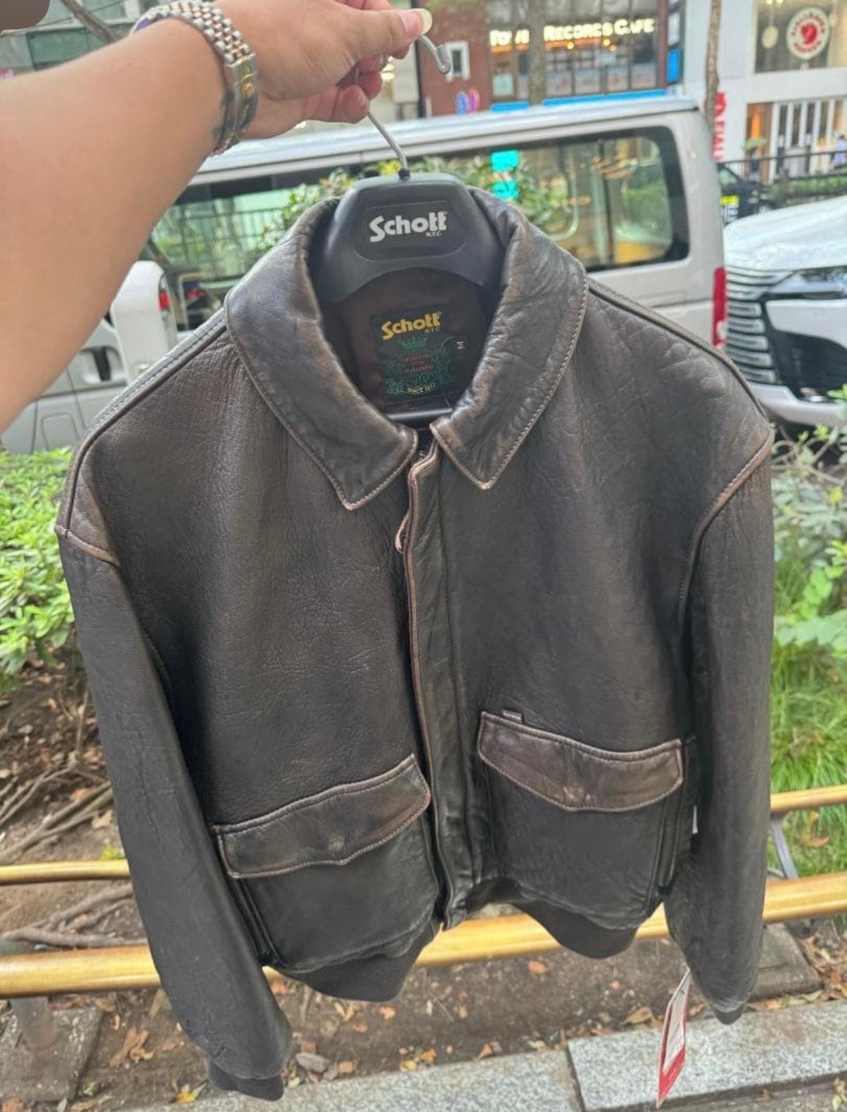 Supreme x Schott Snow White Hand-Painted Leather A2 Jacket "Brown"