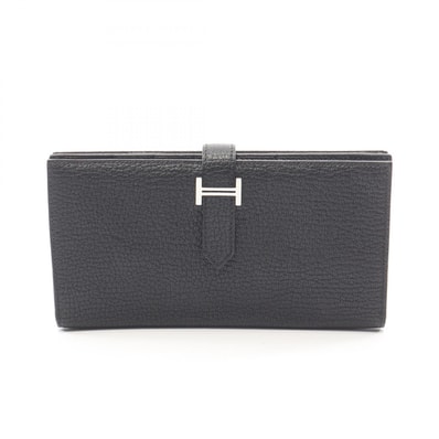 エルメス HERMES ベアンスフレ 二つ折り長財布 財布 シェーブル シェーブル B刻印(2023年製造) レディース ブラック系 【中古】