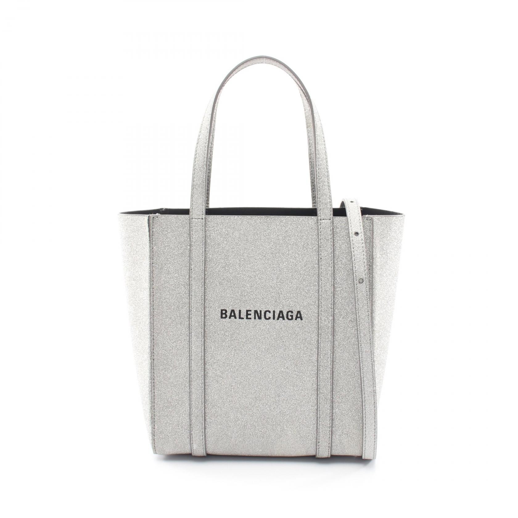 バレンシアガ BALENCIAGA EVERYDAY XXS エブリデイ 2WAY トートバッグ バッグ レザー レディース シルバー系 【中古】