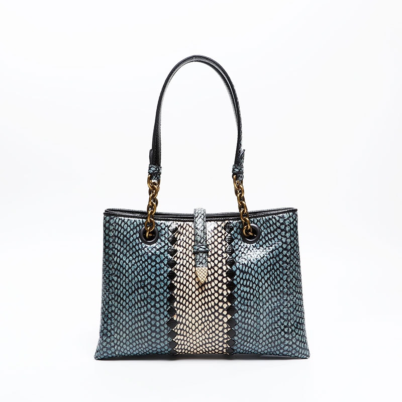 ボッテガヴェネタ BOTTEGAVENETA パイソン イントレチャート ハンドバッグ【中古】