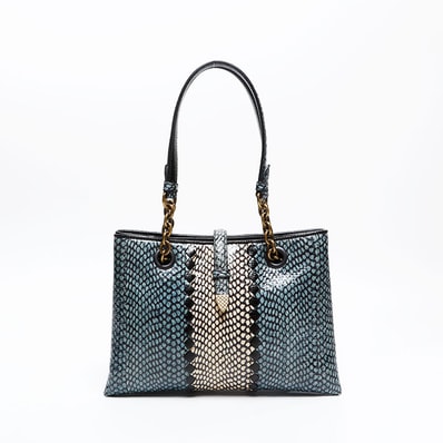 ボッテガヴェネタ BOTTEGAVENETA パイソン イントレチャート ハンドバッグ【中古】