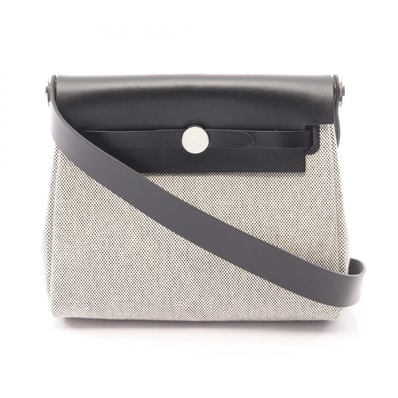 エルメス HERMES エールバッグジップ ミニ ショルダーバッグ バッグ キャンバス レザー トワルアッシュ / ヴァッシュハンター トワルアッシュ エクリュ K刻印(2025年製造) レディース グレー系 / ブラック系 【中古】