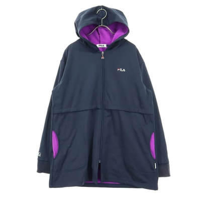 FILA フィラ ワンポイントロゴ 長袖 ジップジャケット L ネイビー フーディー