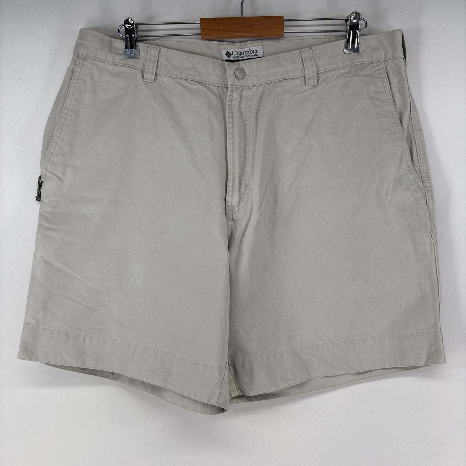 古着 コロンビア Columbia ダック ショートパンツ チノパン カーゴ ハーフパンツ ワンポイントロゴ w38 アイボリー メンズ
