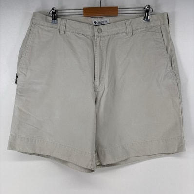 古着 コロンビア Columbia ダック ショートパンツ チノパン カーゴ ハーフパンツ ワンポイントロゴ w38 アイボリー メンズ