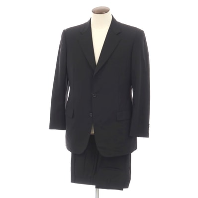 【中古】ブルックスブラザーズ Brooks Brothers ウール 3つボタンスーツ ブラック【サイズ40REG/34W】【メンズ】