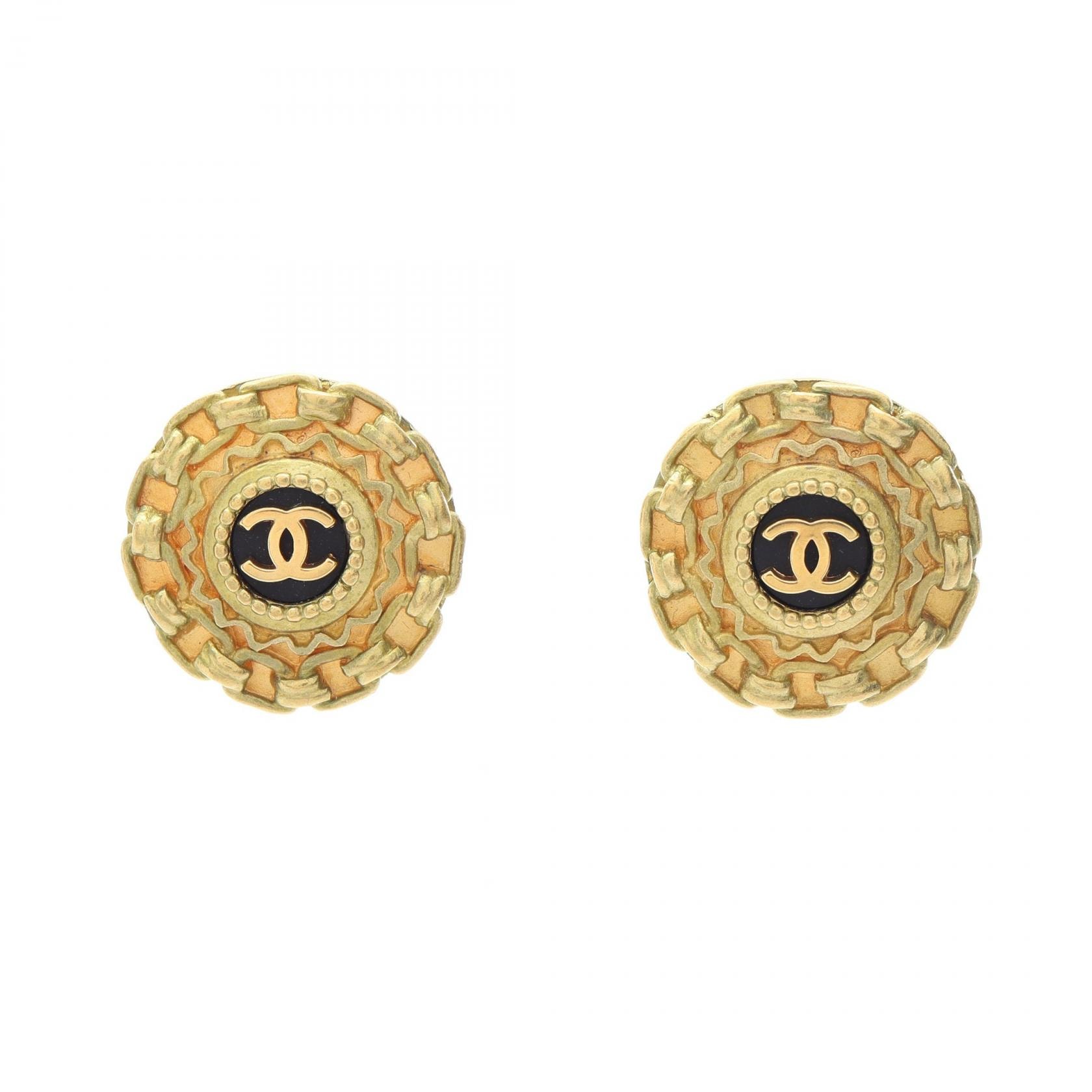 シャネル CHANEL ココマーク チェーン イヤリング ジュエリー GP(ゴールドメッキ) レディース ゴールド系 / ブラック系 【中古】
