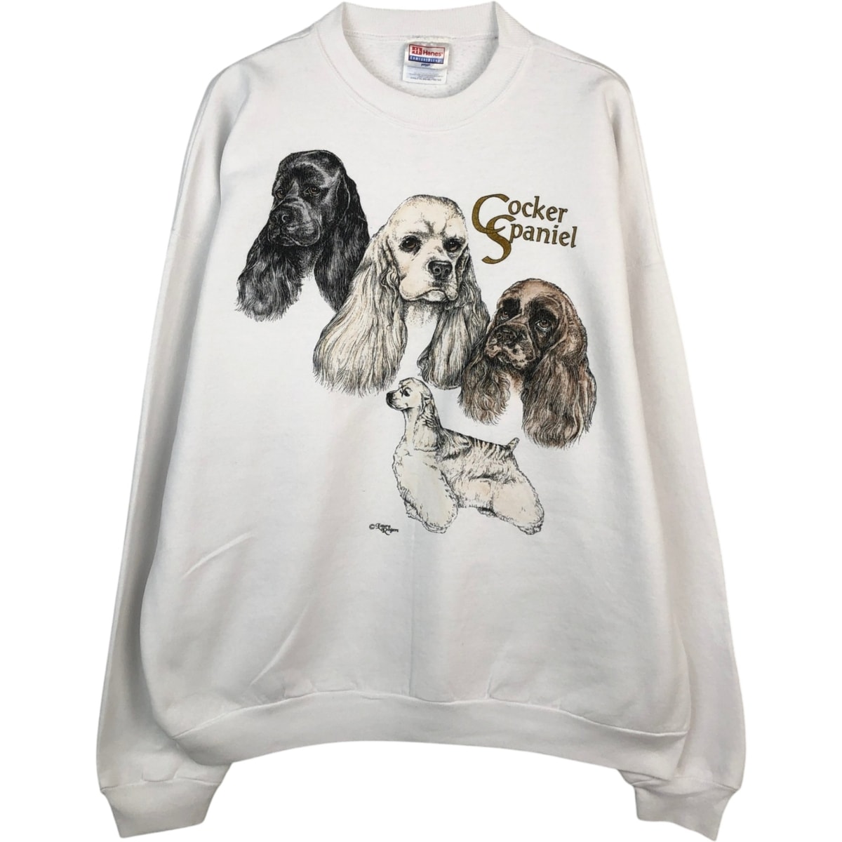 古着 90年代 ヘインズ Hanes COMFORTBLEND 犬柄 アニマル スウェットシャツ トレーナー メンズXL相当 ヴィンテージ/eaa624627