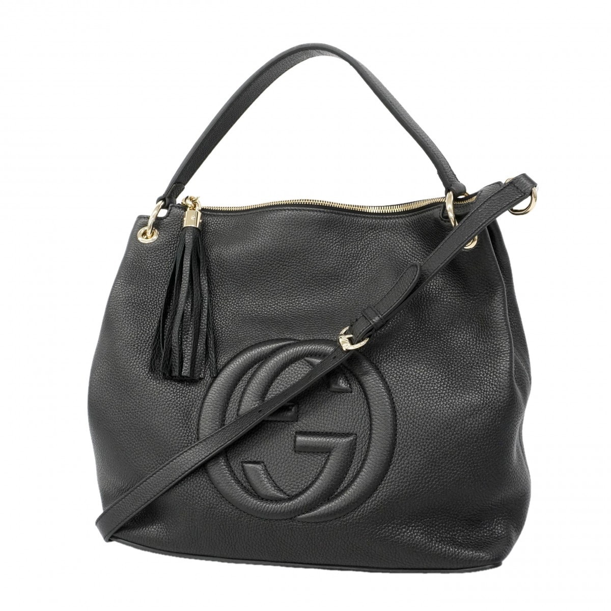 【6gd4088-k】グッチ ショルダーバッグ ソーホー 536194 レザー ブラック シャンパンゴールド金具【中古】レディース