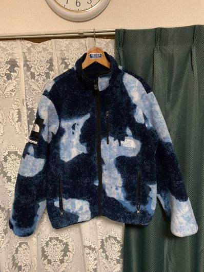 Supreme x The North Face Bleached Denim Print Fleece Jacket "Indigo"