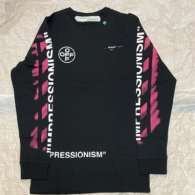 diag stencil l/s tee black fuchmsia