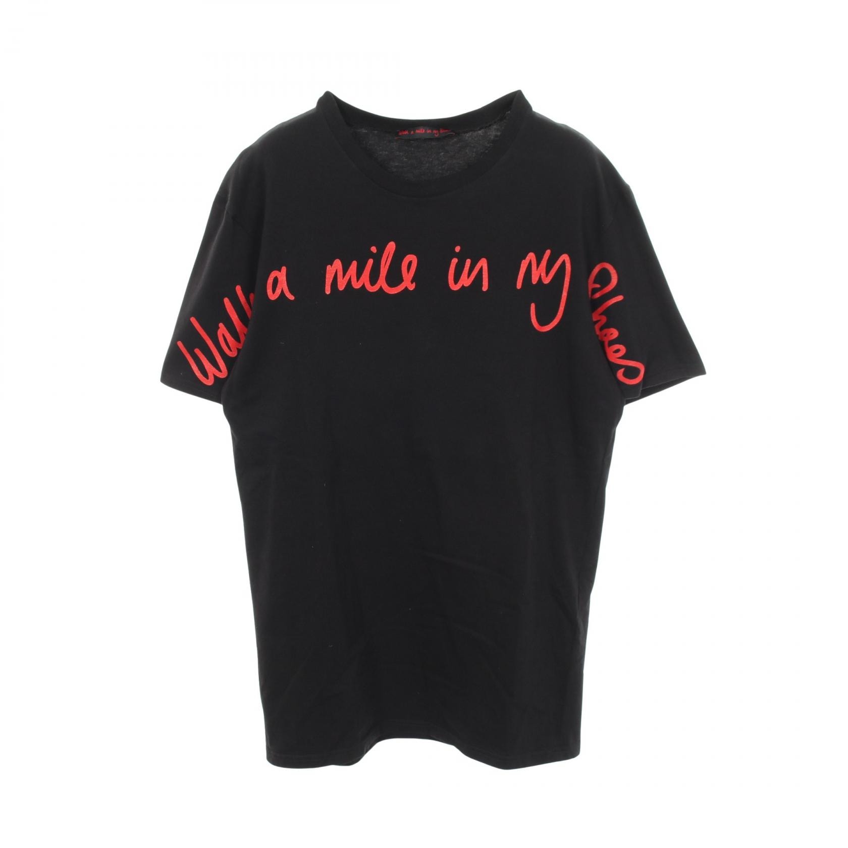 クリスチャンルブタン Christian Louboutin WALK A MILE IN MY SHOES 半袖Tシャツ 衣料品 トップス コットン レディース ブラック系 【中古】
