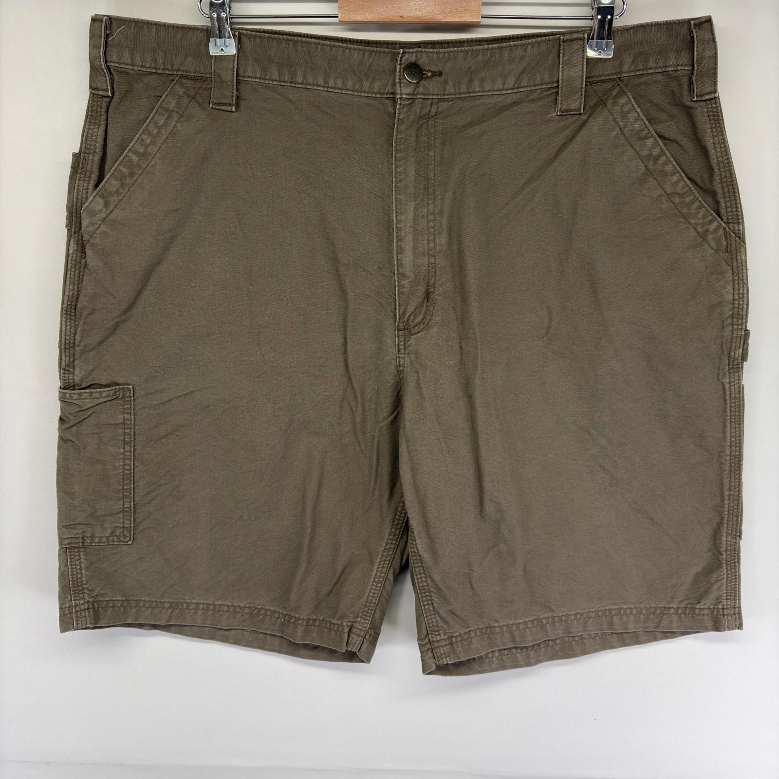 古着 カーハート Carhartt ダック パンツ ワーク ワンポイントロゴ ハーフ ショート ジッパーフライ w42  ブラウン系 メンズ