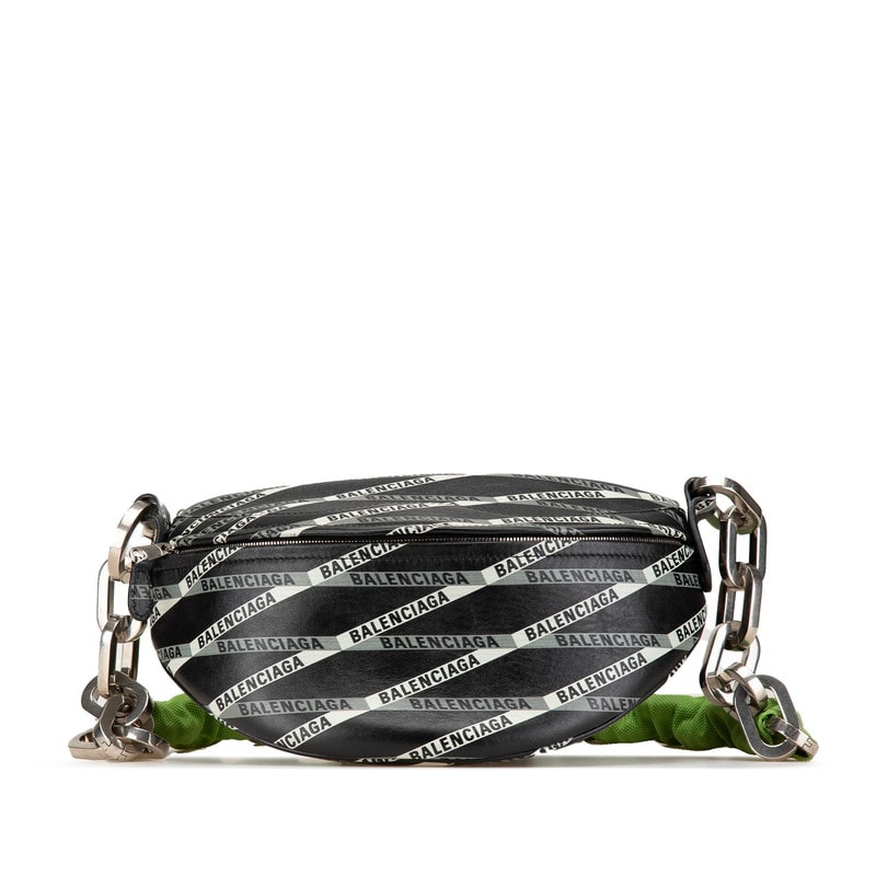 BALENCIAGA Leather Shoulder Bag "Black/White"