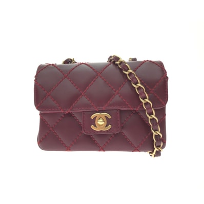 ▼▼CHANEL シャネル ミニマトラッセ ワイルドステッチ レッド ショルダーバッグ A35200 エンジ