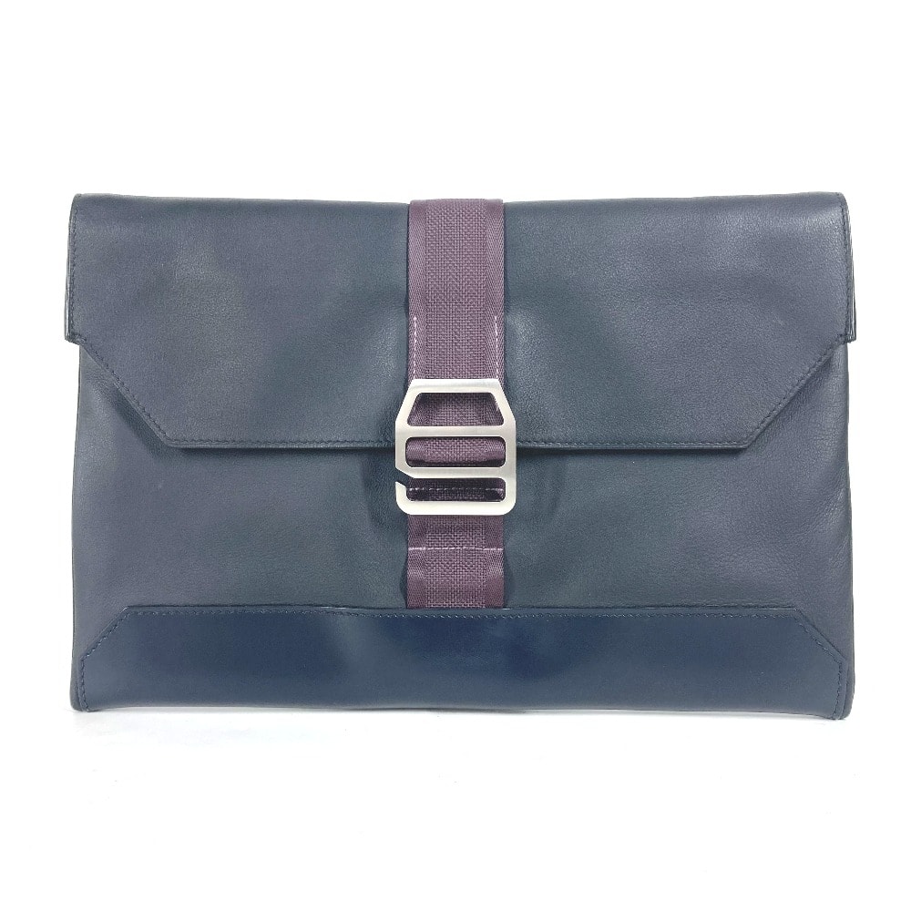 エルメス HERMES シティスライド ポーチ カバン クラッチバッグ レザー D刻 ネイビー 美品