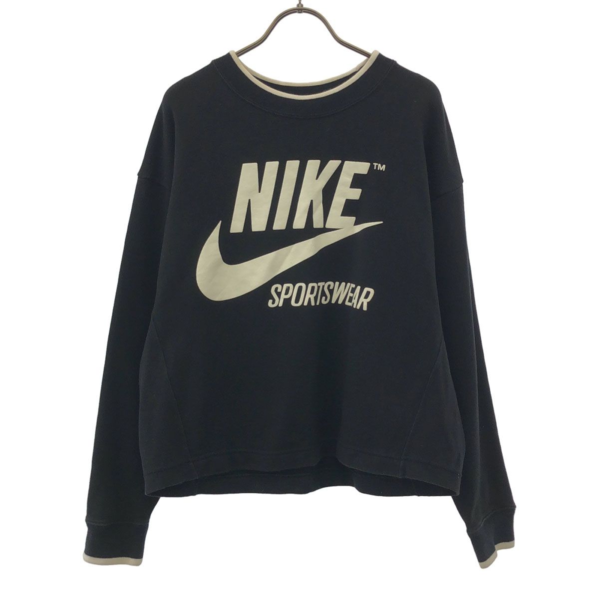 NIKE ナイキ ロゴプリント 長袖 ドロップショルダー カットソー M ブラック