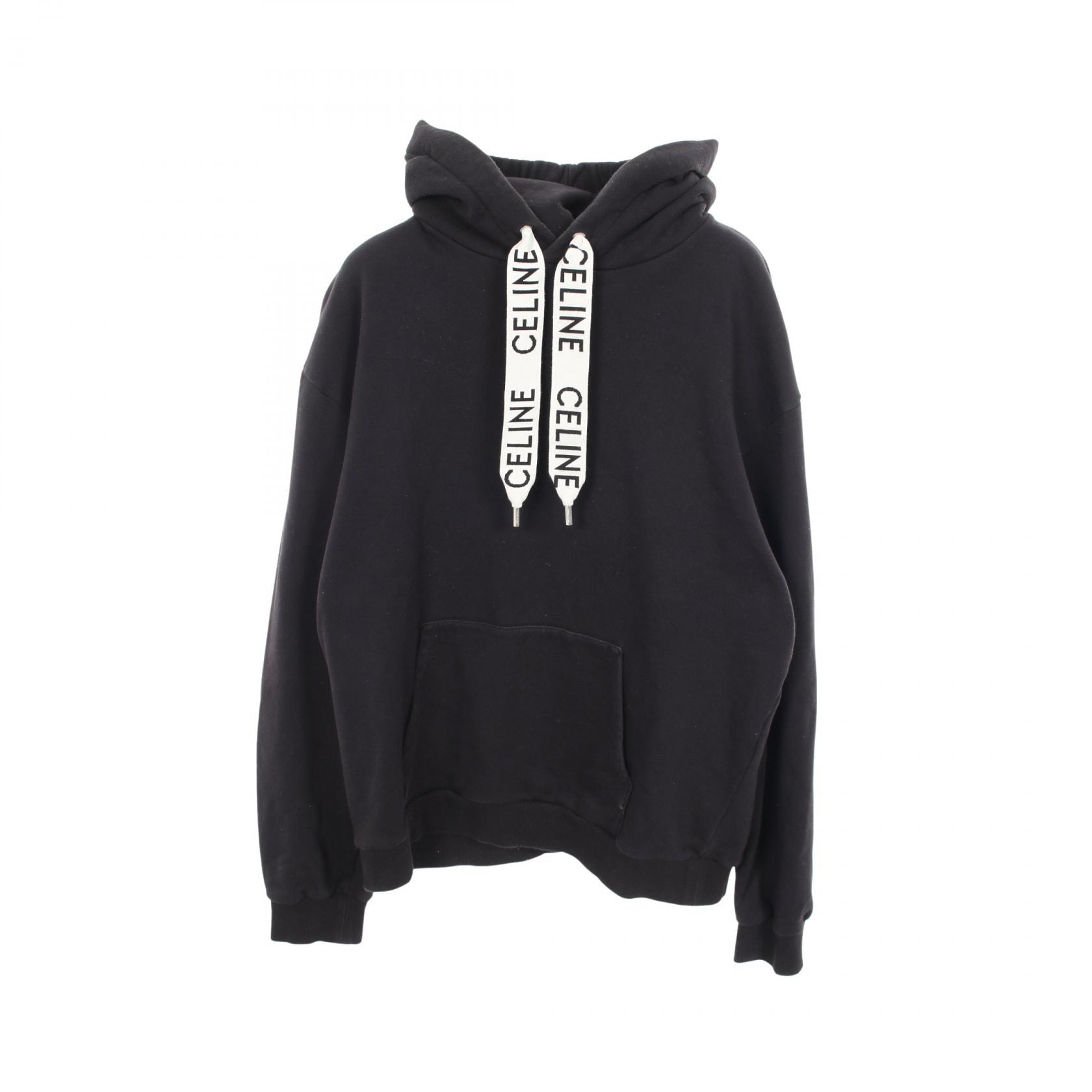 セリーヌ CELINE ロゴ ルーズ フーディ パーカー 衣料品 トップス コットン メンズ ブラック系 2Y468670Q 【中古】