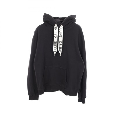 セリーヌ CELINE ロゴ ルーズ フーディ パーカー 衣料品 トップス コットン メンズ ブラック系 2Y468670Q 【中古】