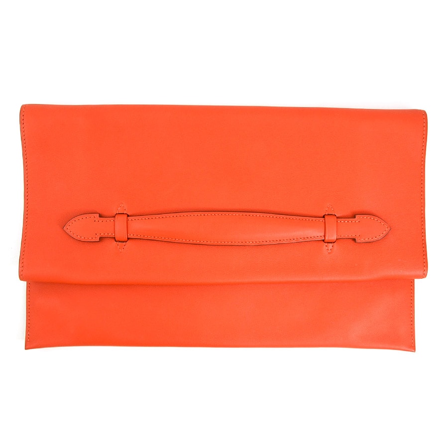 エルメス HERMES クラッチバッグ プリプラ レザー レッドオレンジ ユニセックス【中古】 e62365a