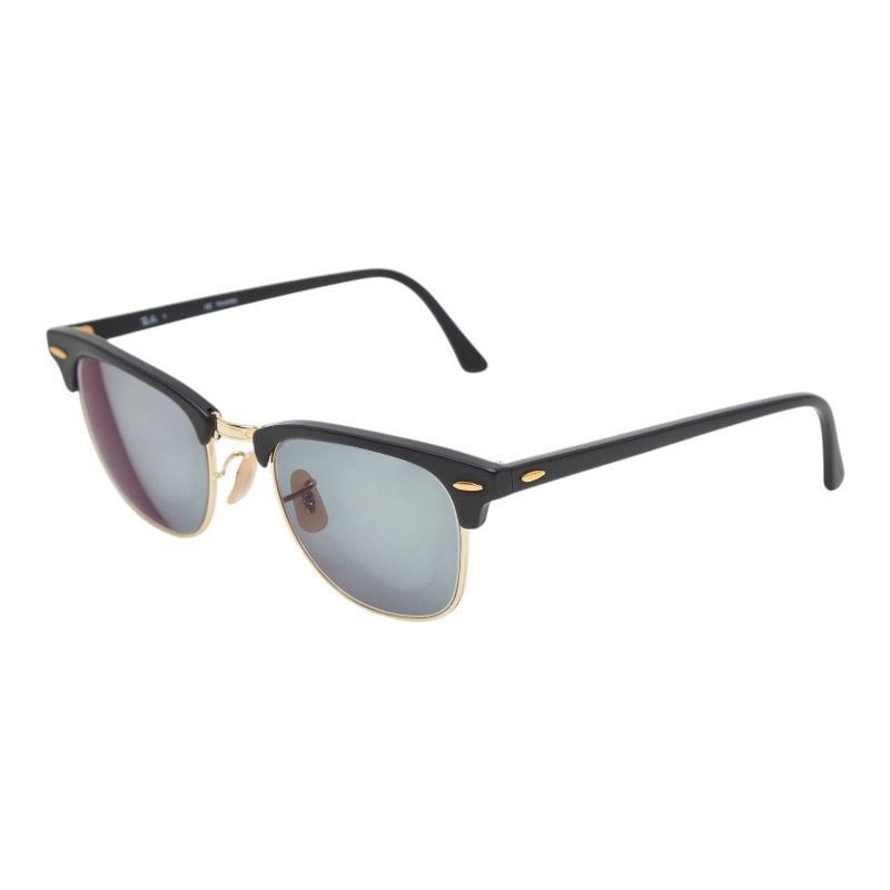 レイバン クラブマスター サングラス 偏光レンズ 度入り サーモント ブロー RB3016 ブラック プラスチック メンズ Ray-Ban 【中古】