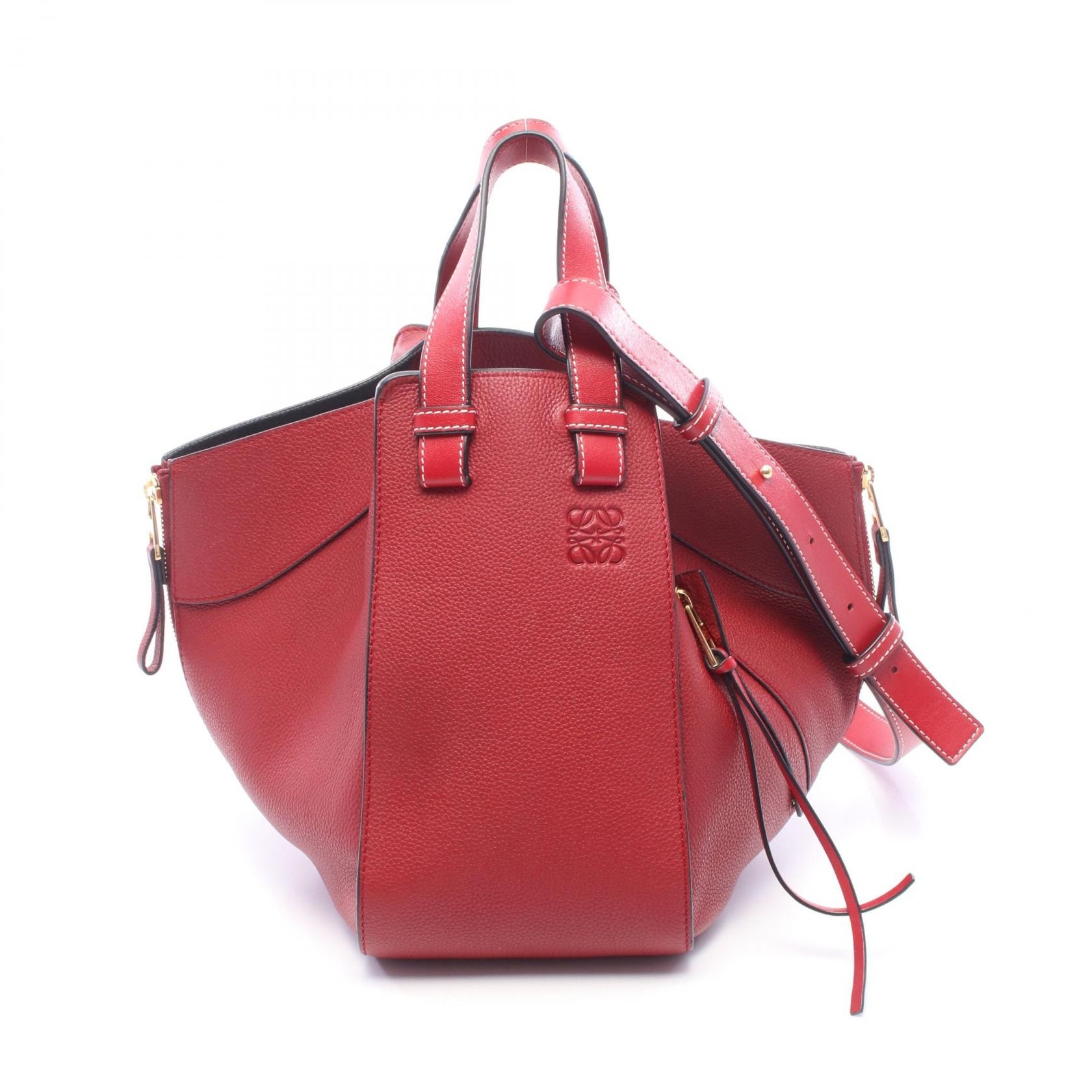 ロエベ LOEWE ハンモックバッグ スモール 2WAY ハンドバッグ バッグ レザー レディース レッド系 【中古】