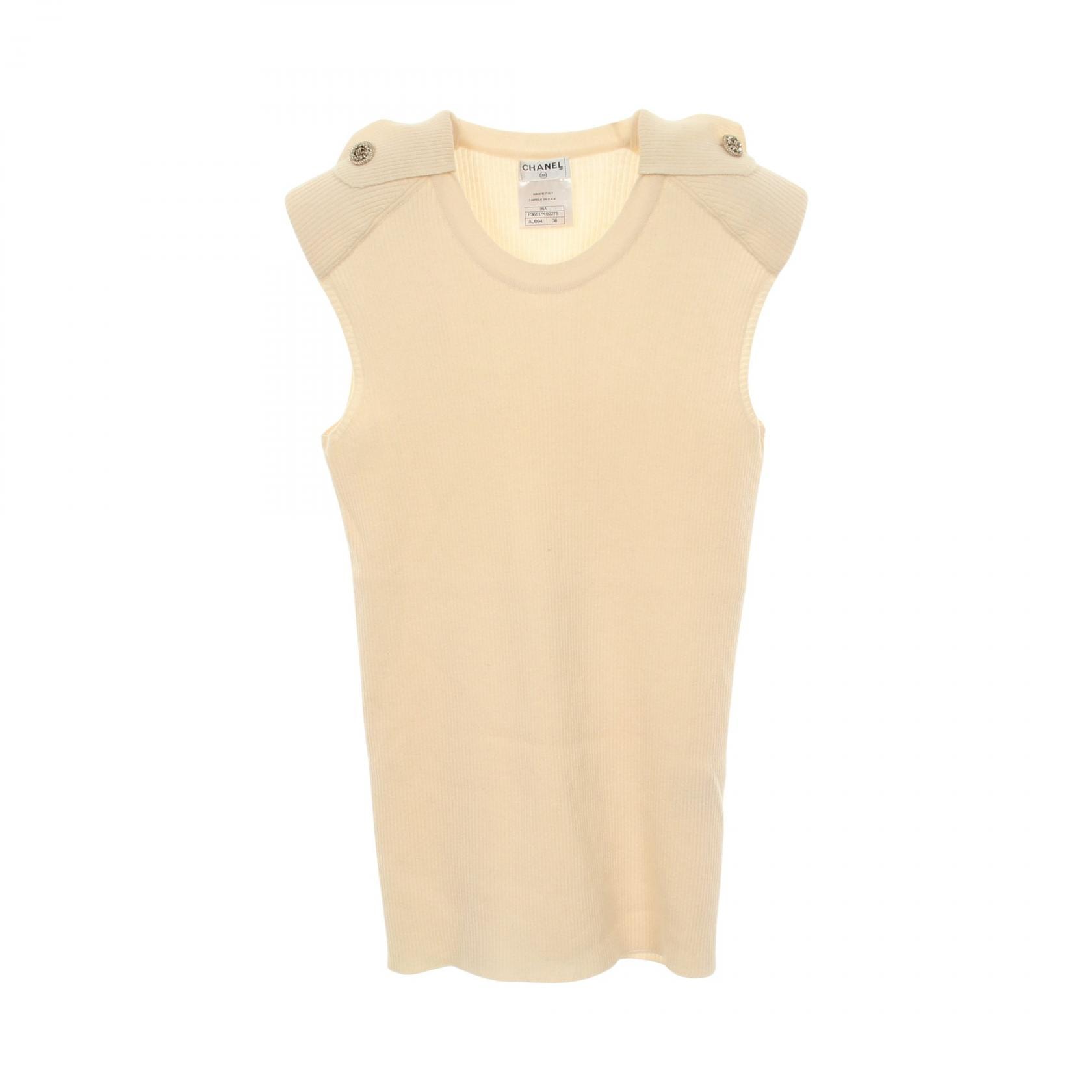 シャネル CHANEL ココマークボタン ニット ベスト 衣料品 トップス カシミヤ レディース アイボリー系 P36517K02275 【中古】