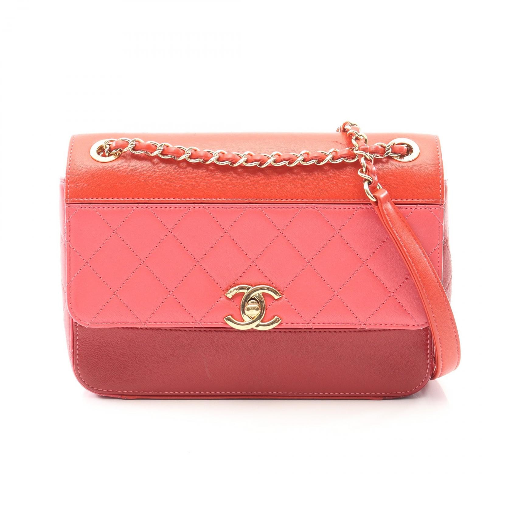 シャネル CHANEL マトラッセ ショルダーバッグ バッグ ラムスキン(羊革) レディース レッド系 / マルチカラー 【中古】