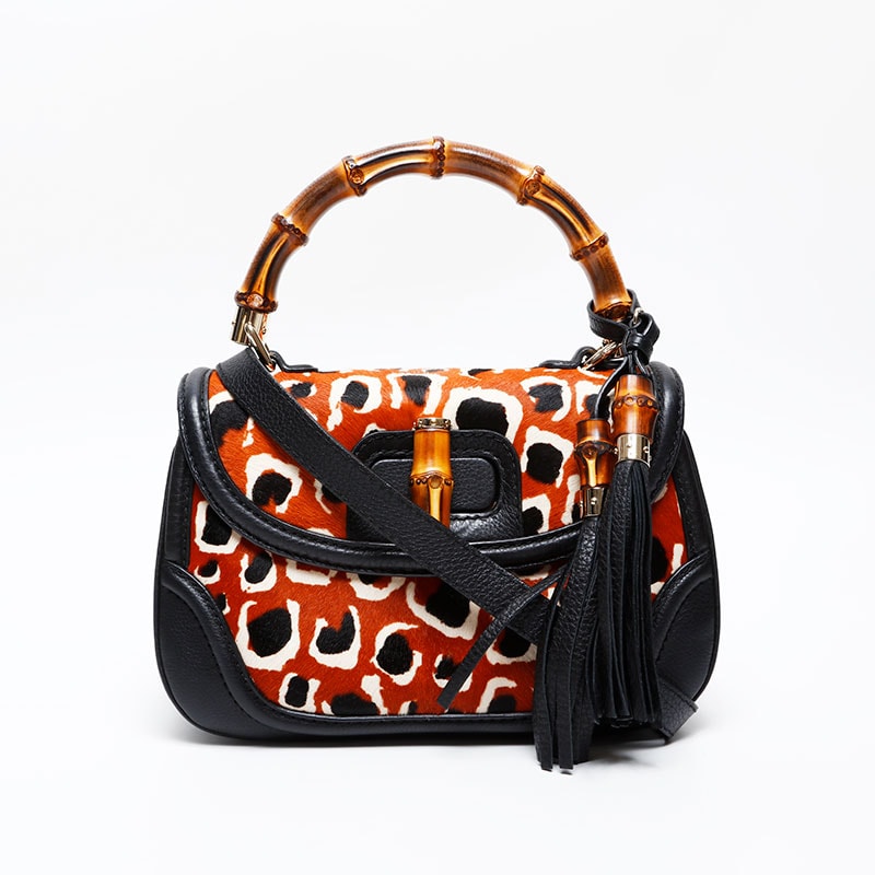 グッチ GUCCI バンブー ハラコ 2way ハンドバッグ【中古】