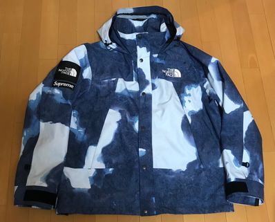Supreme x The North Face Bleached Denim Print Mountain Jacket "Indigo"