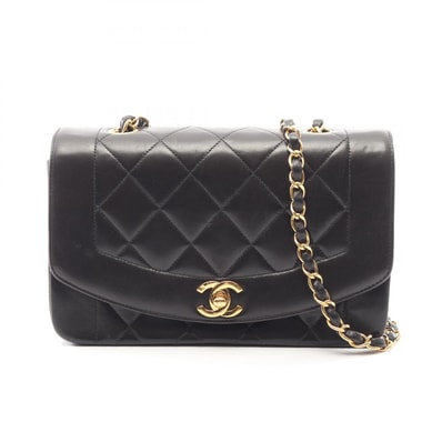 シャネル CHANEL マトラッセ ダイアナフラップ ショルダーバッグ バッグ ラムスキン(羊革) レディース ブラック系 A01164 【中古】