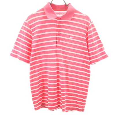 NIKE GOLF ナイキゴルフ ボーダー柄 半袖 ポロシャツ M ピンク