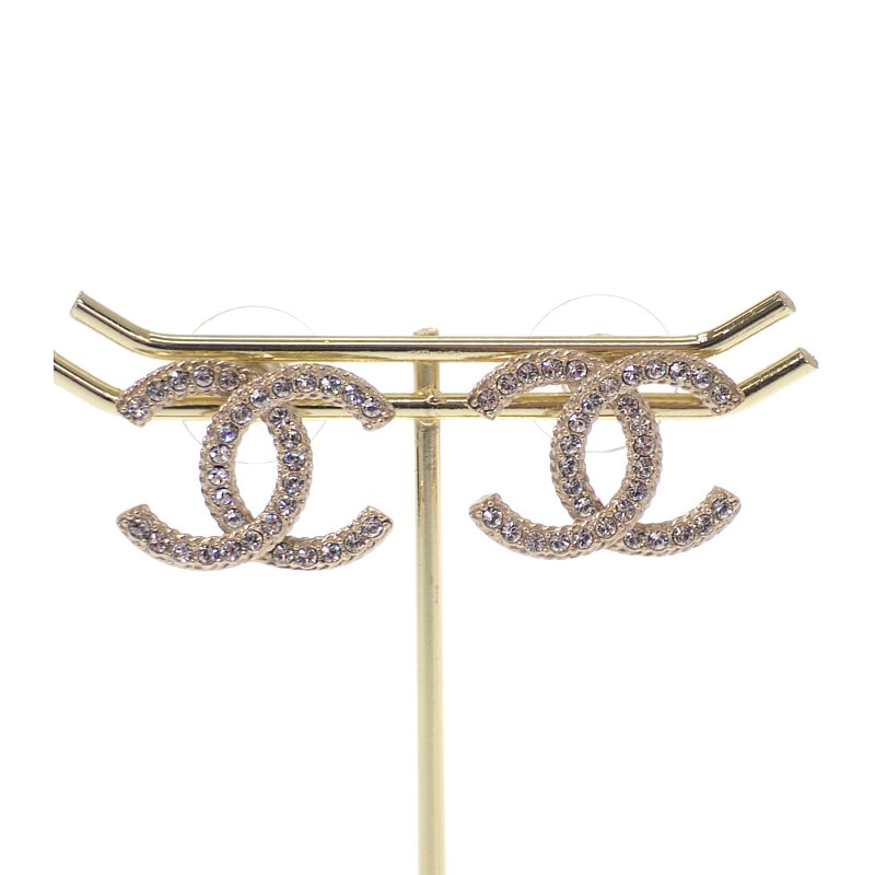 シャネル CHANEL ココマーク ピアス メタル ストラス【中古】【Aランク】