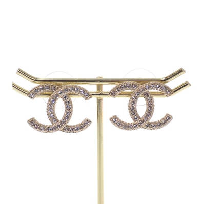 シャネル CHANEL ココマーク ピアス メタル ストラス【中古】【Aランク】