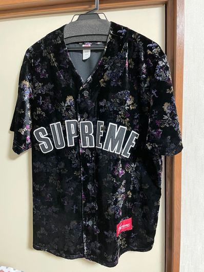 Supreme Floral Velour Baseball Jersey "Black"