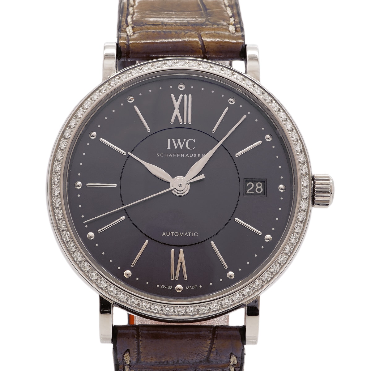 ★最終価格★SALE【6wha0070】IWC アイダブリューシー シャフハウゼン ポートフィノ オートマティック 37 ダイヤ IW458104 グレー文字盤【中古】腕時計 メンズ