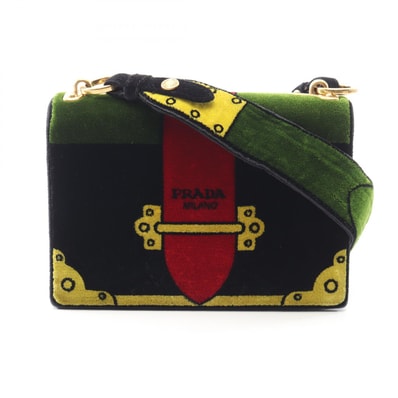 プラダ PRADA カイエ ショルダーバッグ バッグ ファブリック レディース ブラック系 / マルチカラー 1BD075 【中古】