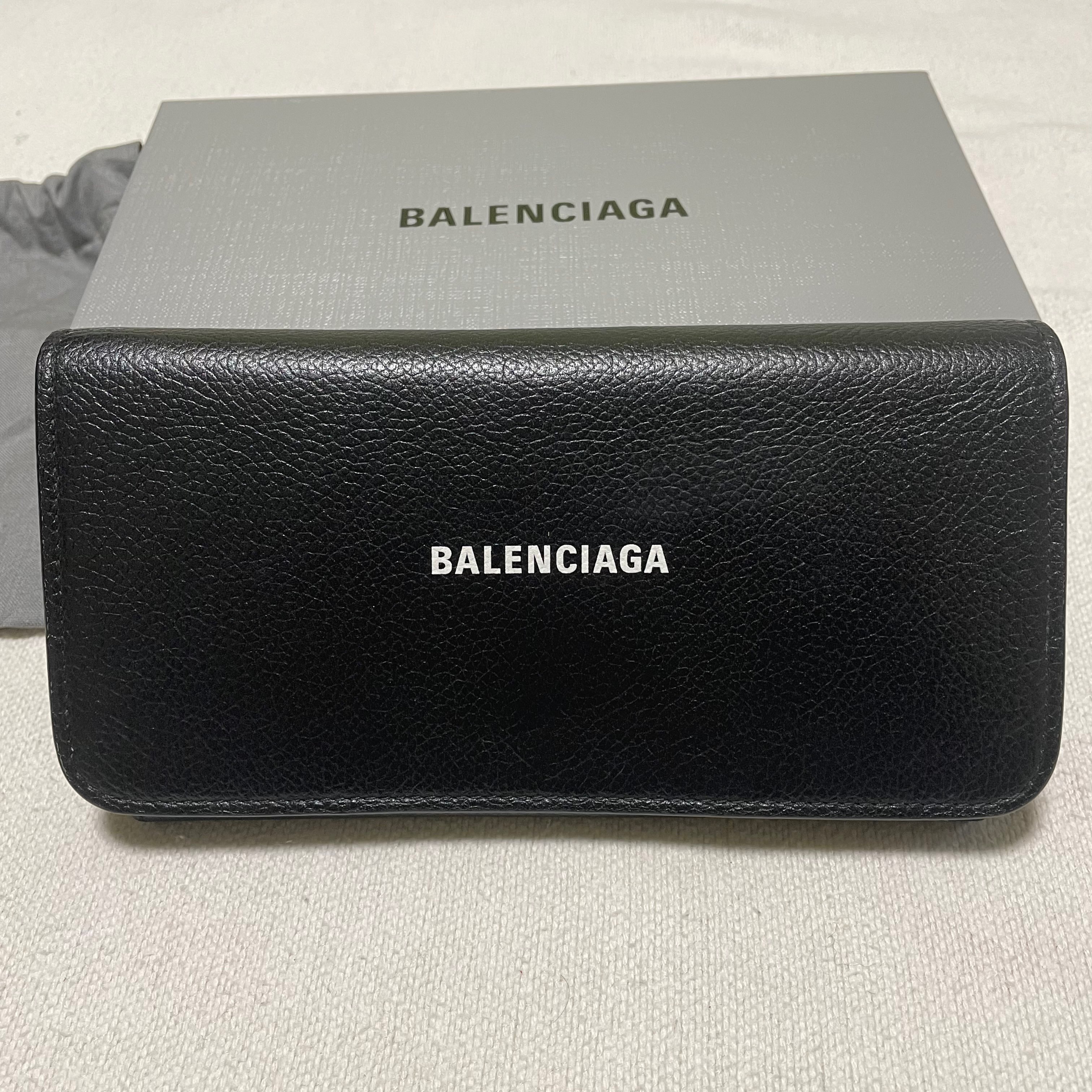 BALENCIAGA Cash Thin Money Wallet Grained Calfskin "Black"