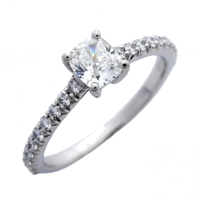 【6jdb0408-19】ティファニー リング ノヴォ/クッションカット Pt950 プラチナ ダイヤモンド 0.36ct 8号【中古】レディース