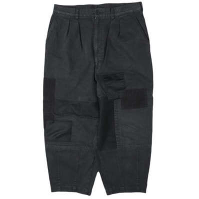 COMME des GARCONS HOMME コムデギャルソンオム 22AW 日本製 異素材 パッチワーク2タックワイドパンツ HJ-P010 M BLACK テーパード ボトムス g27729