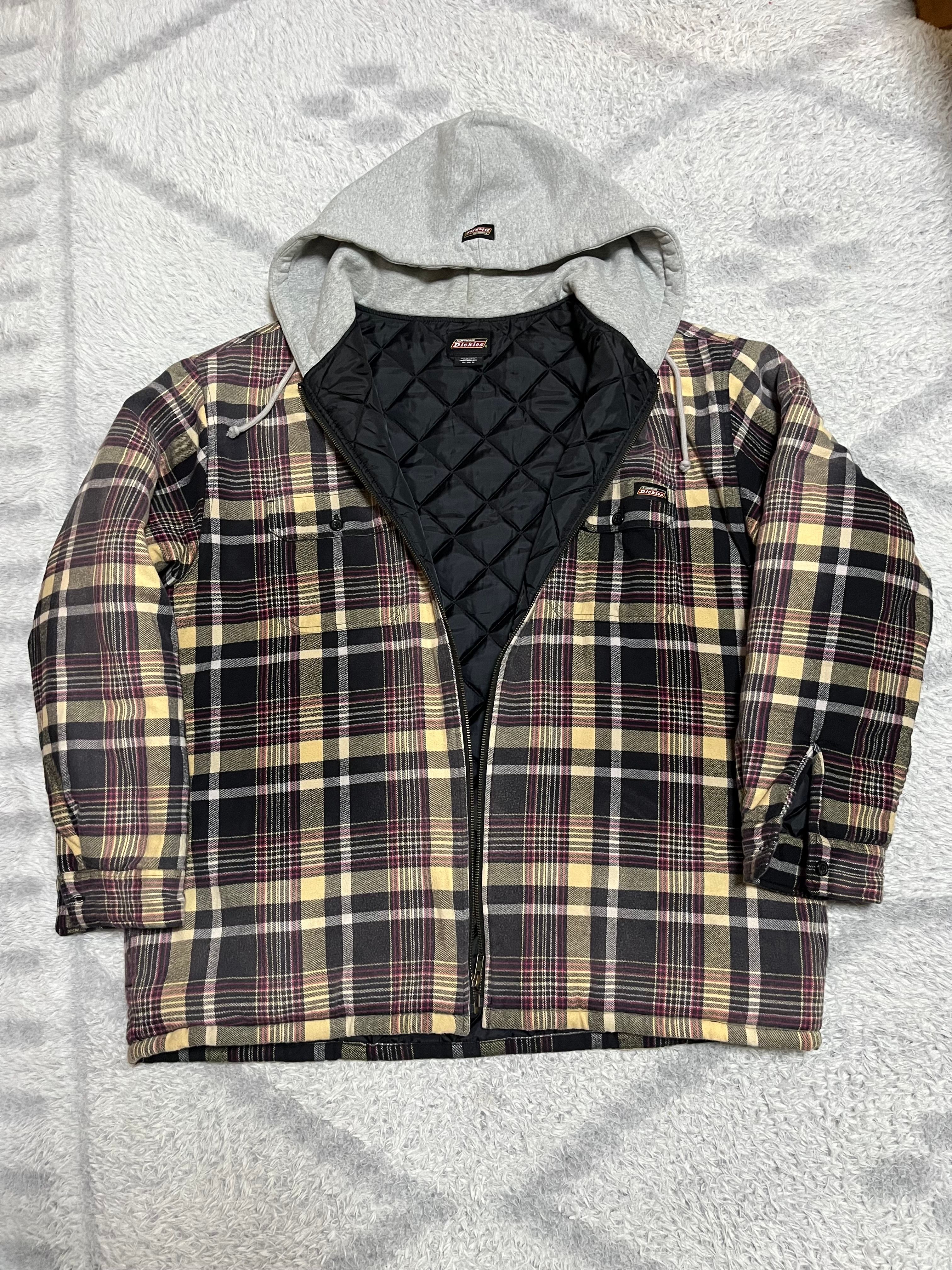 Supreme x Dickies Plaid Hooded Zip Up Shirt "Black"