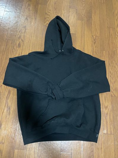 Supreme Satin Applique Hooded Sweatshirt "Black"