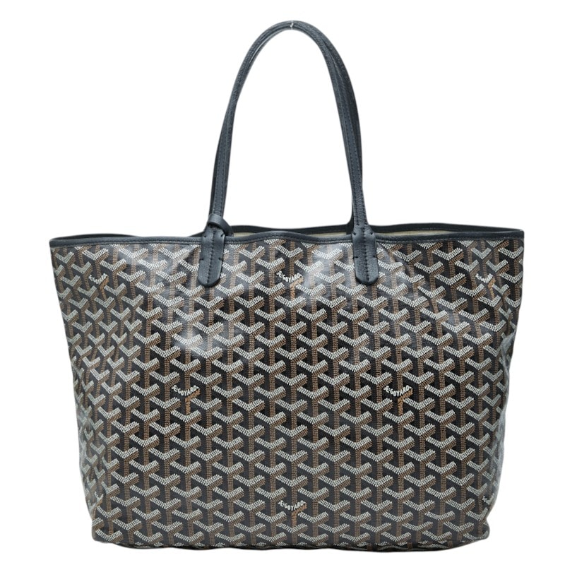 ゴヤール サンルイ PM トートバッグ ブラック ブラウン PVC レザー レディース GOYARD 中古