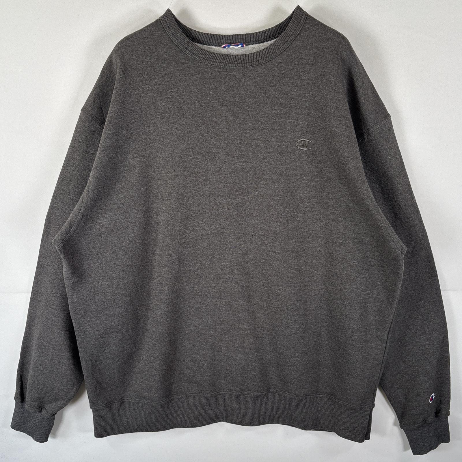 古着 チャンピオン Champion スウェット トレーナー ワンポイントロゴ刺繍 クルーネック 大きいサイズ プルオーバー  14041  ダークグレー メンズ